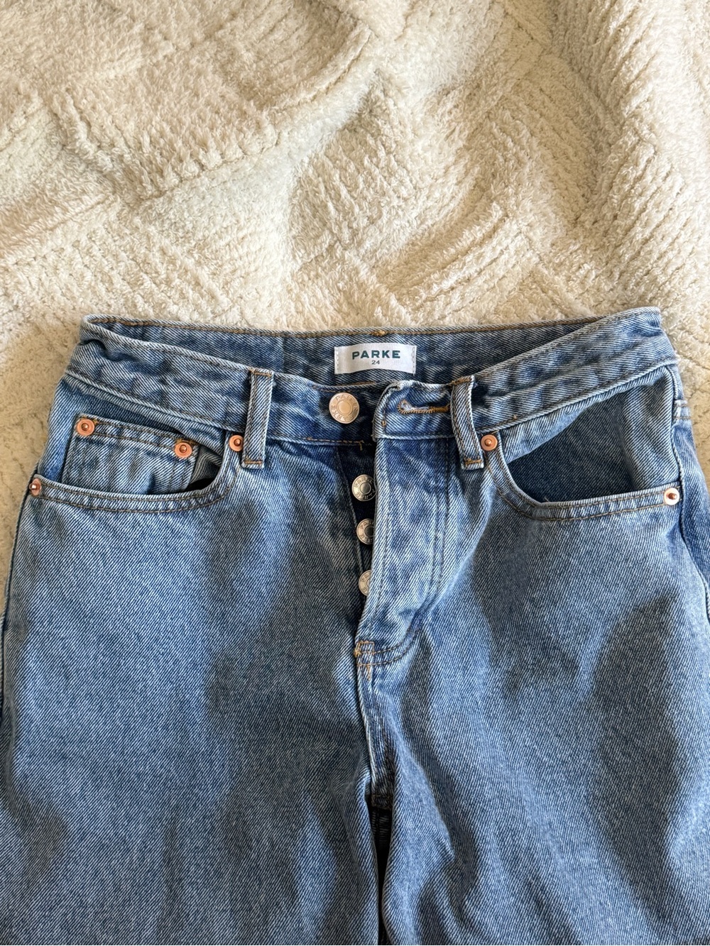 Parke High-Rise Button-Fly Jeans - Light Blue